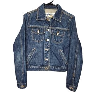 Express Bleus Womens Vintage Classic Dark Wash Denim Jean Jacket Size Small